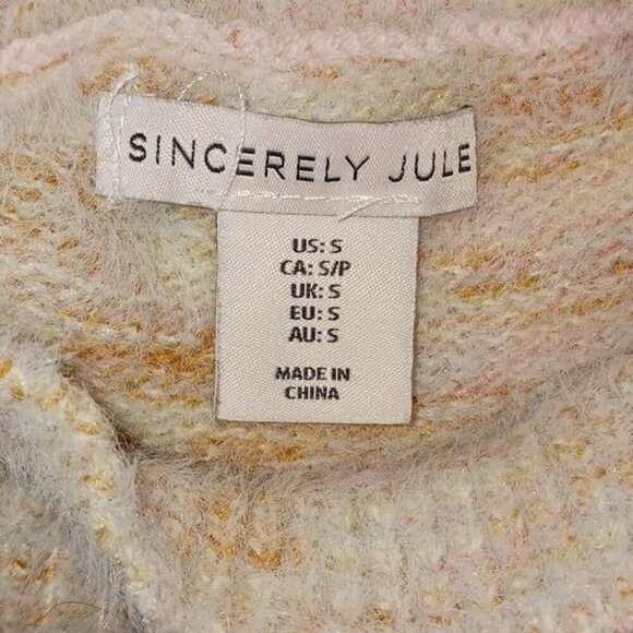 Sincerely Jules Sweater Pink Fuzzy High Neck Semi Cropped Womens Size S - Picture 7 of 8